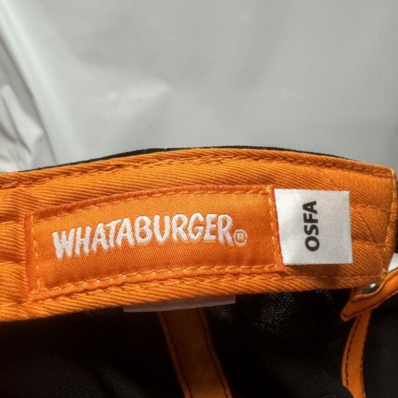 Whataburger Black Baseball Cap Orange "W" Logo Adjustable Snapback Hat Crew - Picture 7 of 8